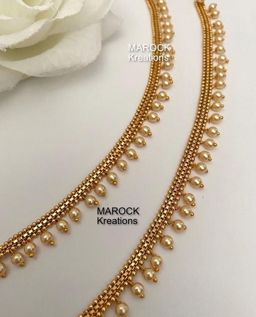 Gold plated Pearls Anklets/Payal/Jhanjhran