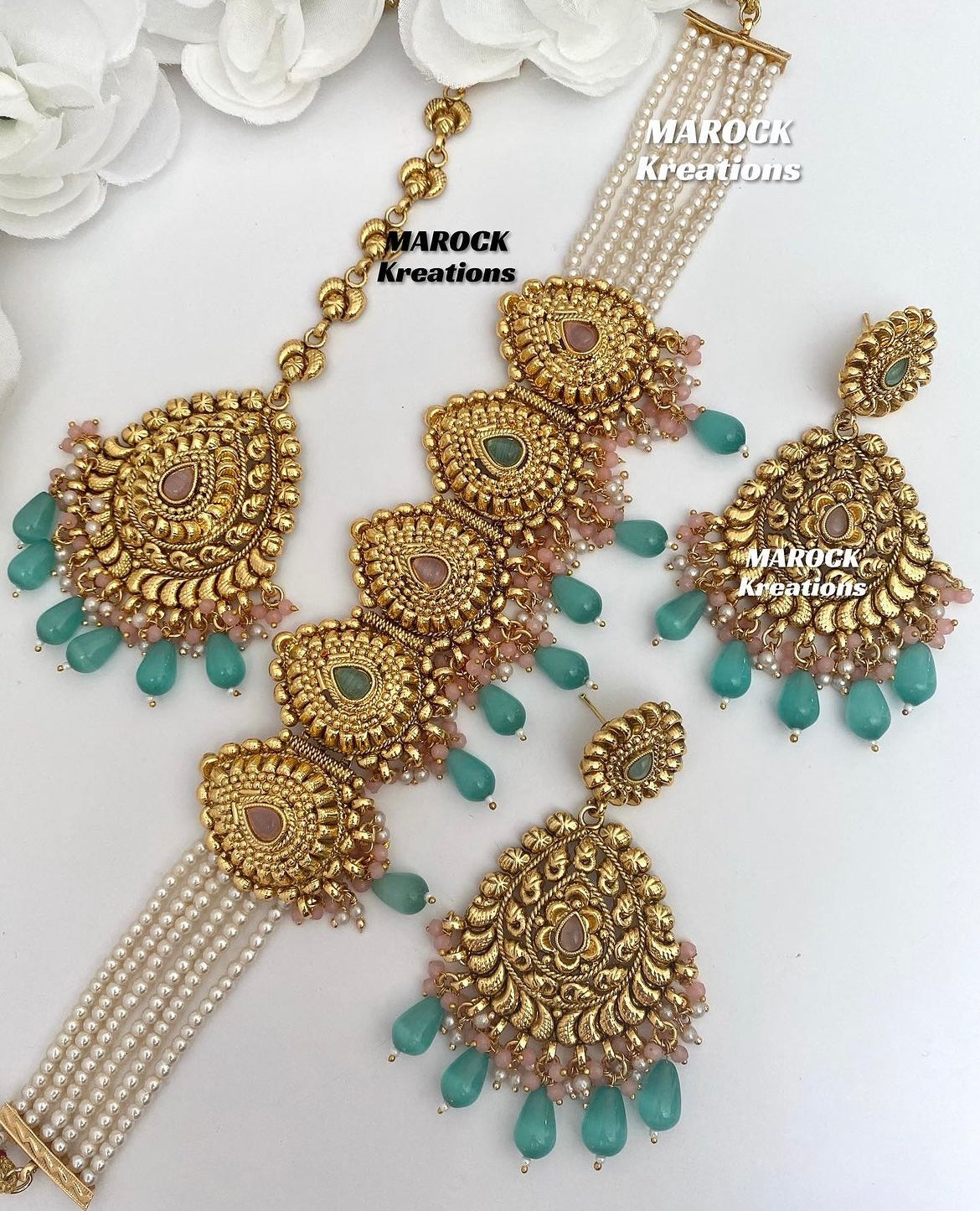 Trendy Gold plated traditional choker sets/Elegant gold look choker sets/Jadau choker Sets