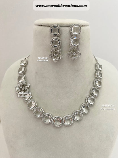 Emily Silver American Diamond Necklace set