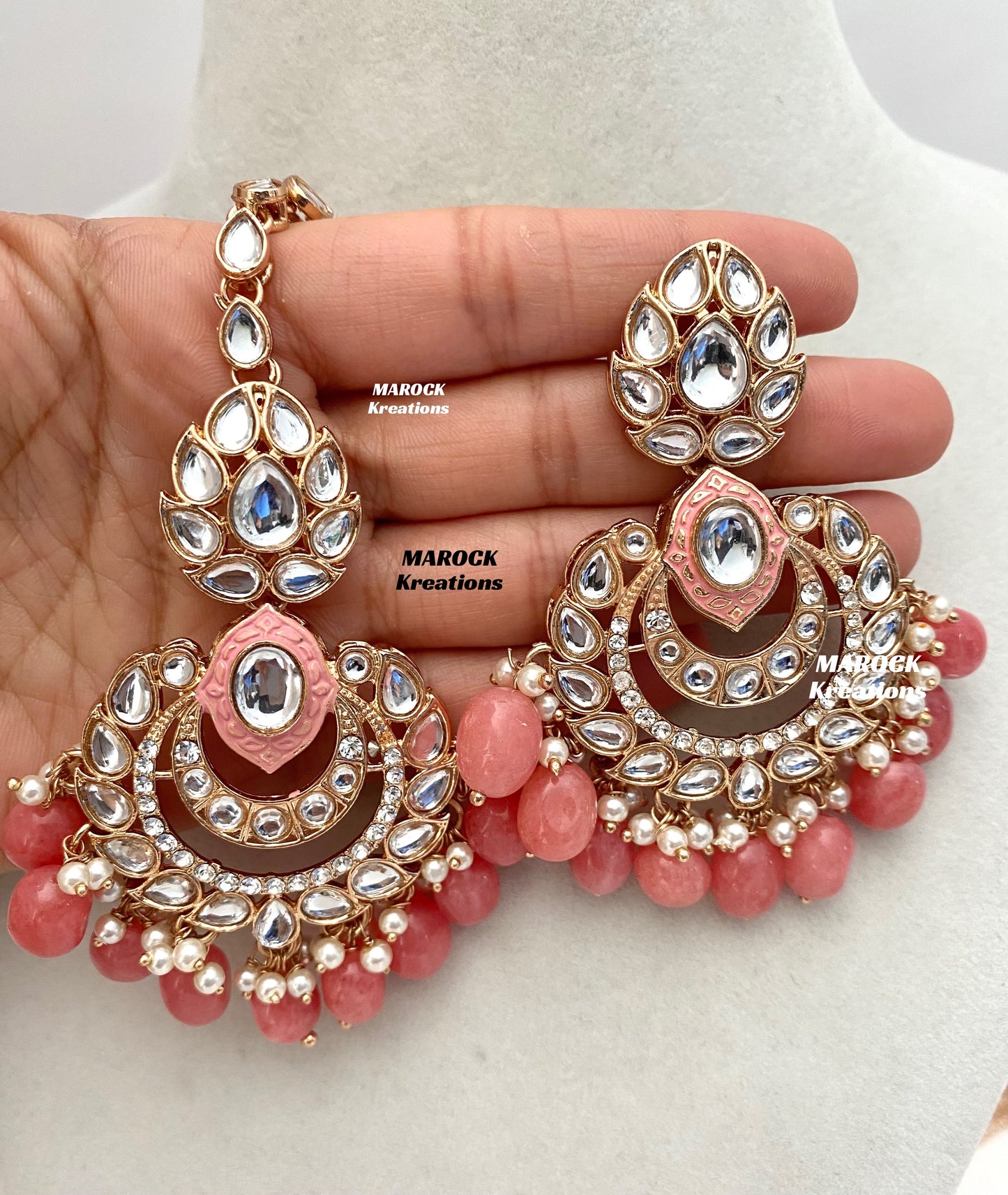 Kaniz Premium Quality Rose Gold Kundan Meenakari Choker/Necklace set