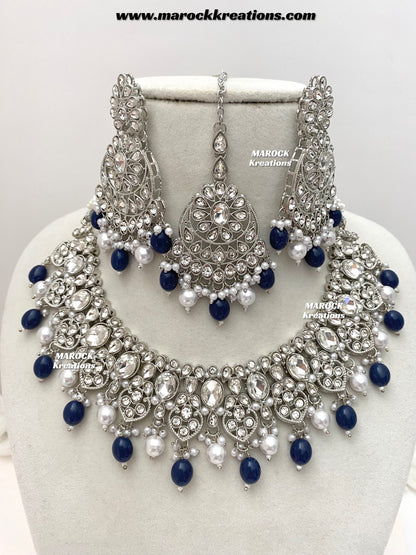 Zoila Silver Stone Necklace set
