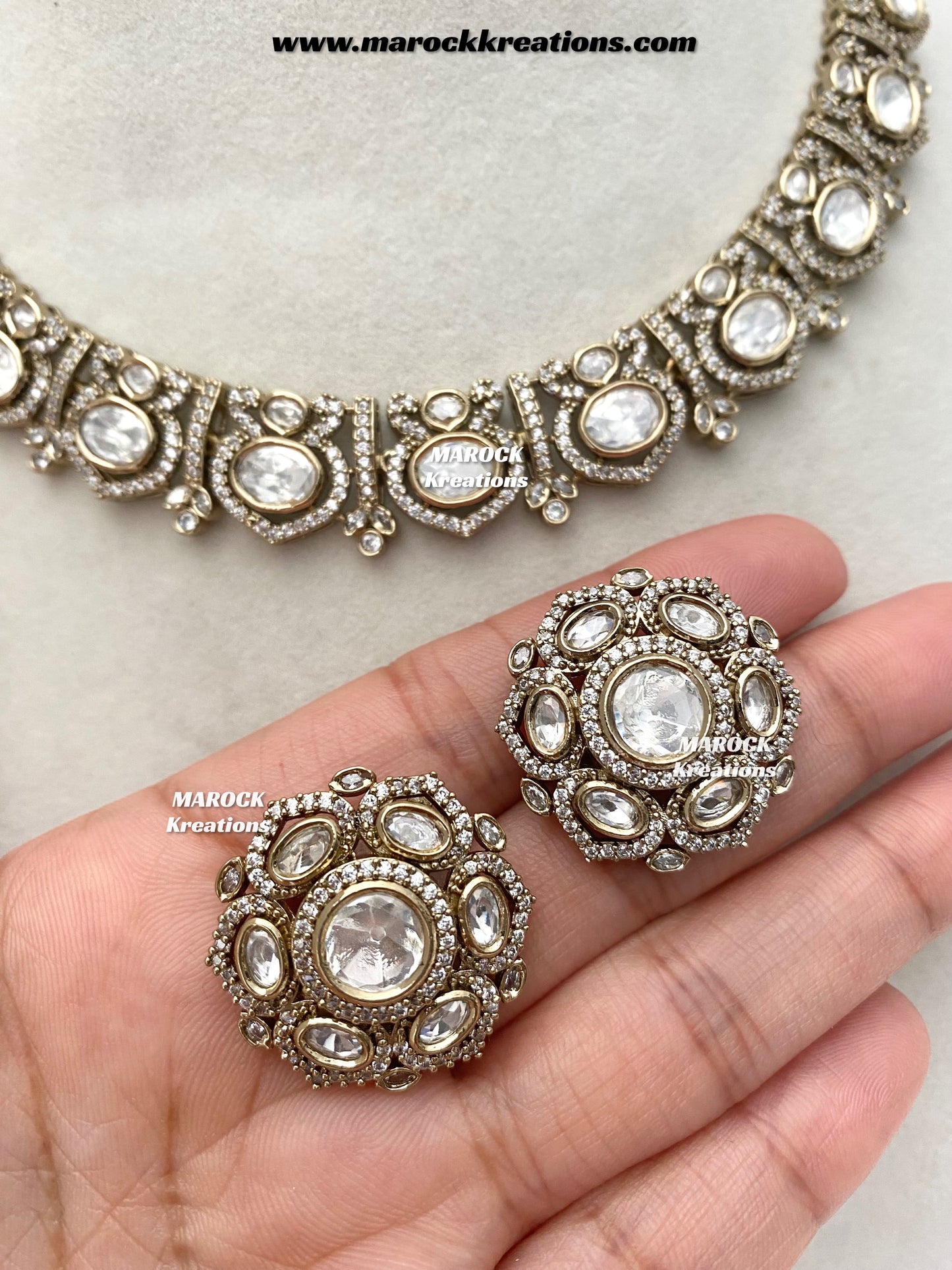 Sophia Premium Quality Moissanite Kundan Necklace set