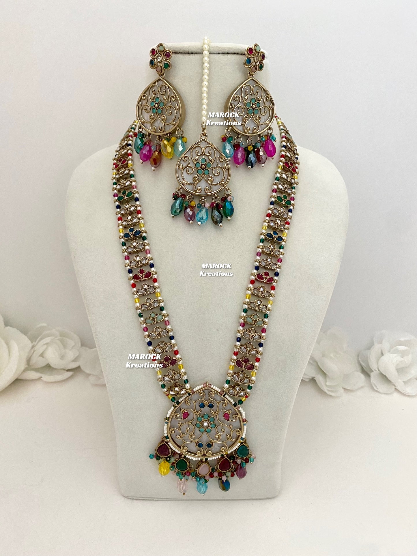 Monica Polki MOP Rani Haar/Long Necklace set