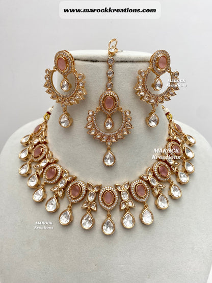 Naaz Tyani inspired Premium Quality gold plated Kundan Statement Necklace set