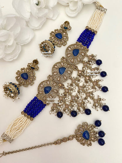 Amaira Antique Gold Polki choker set