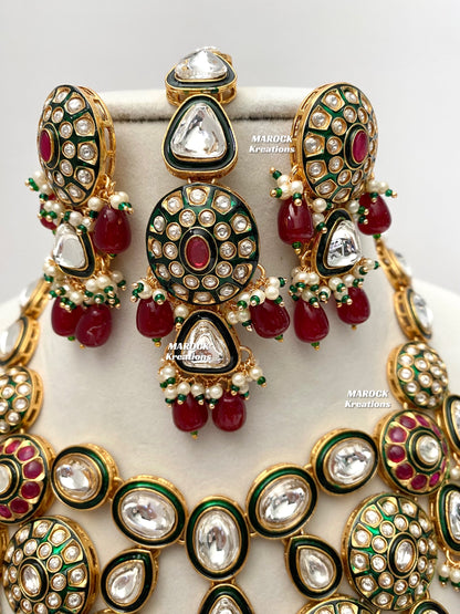 Amisha Premium Quality Kundan Meenakari Statement Necklace set