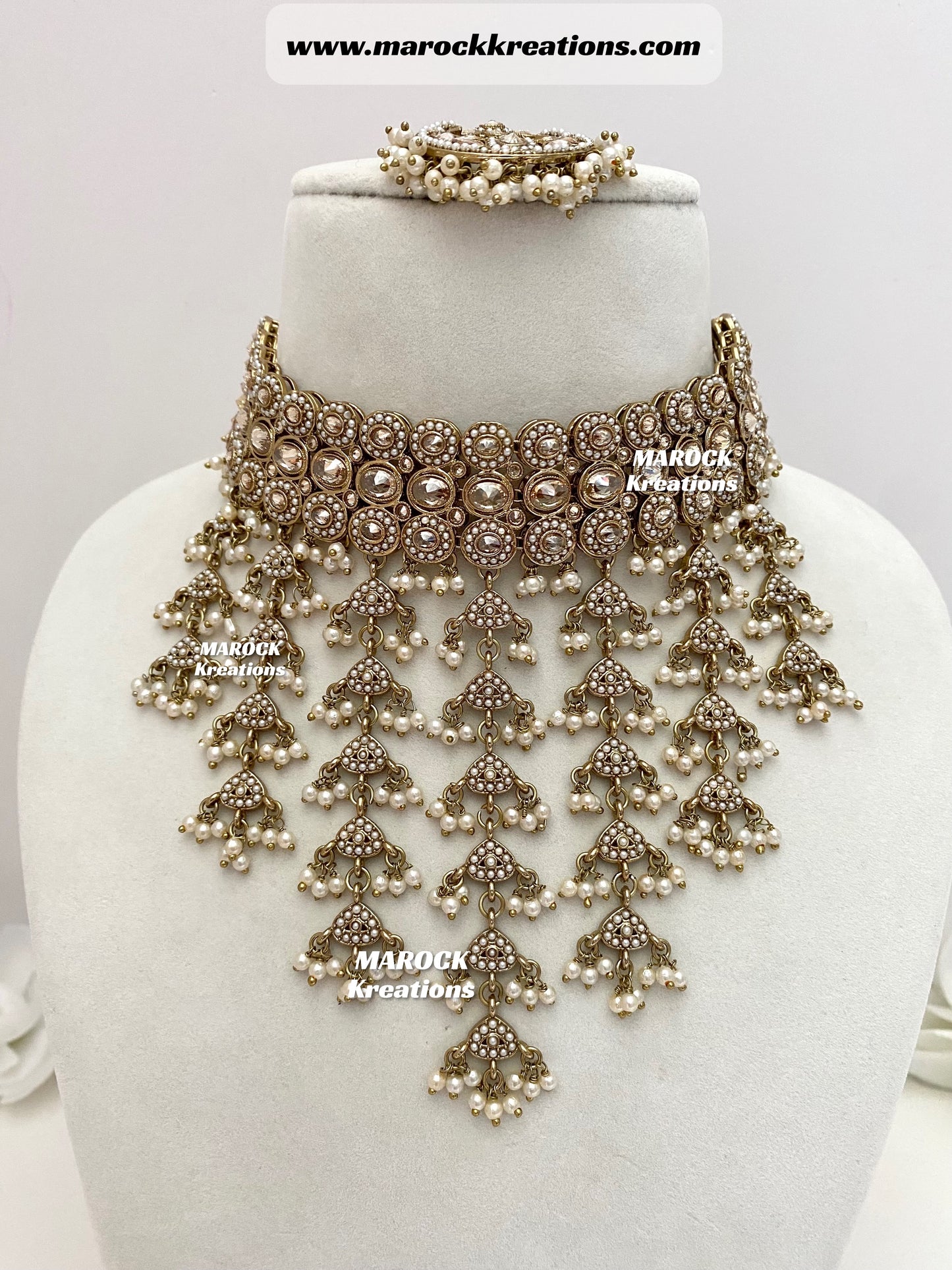 Sahiba Antique Gold Polki statement trendy Choker set