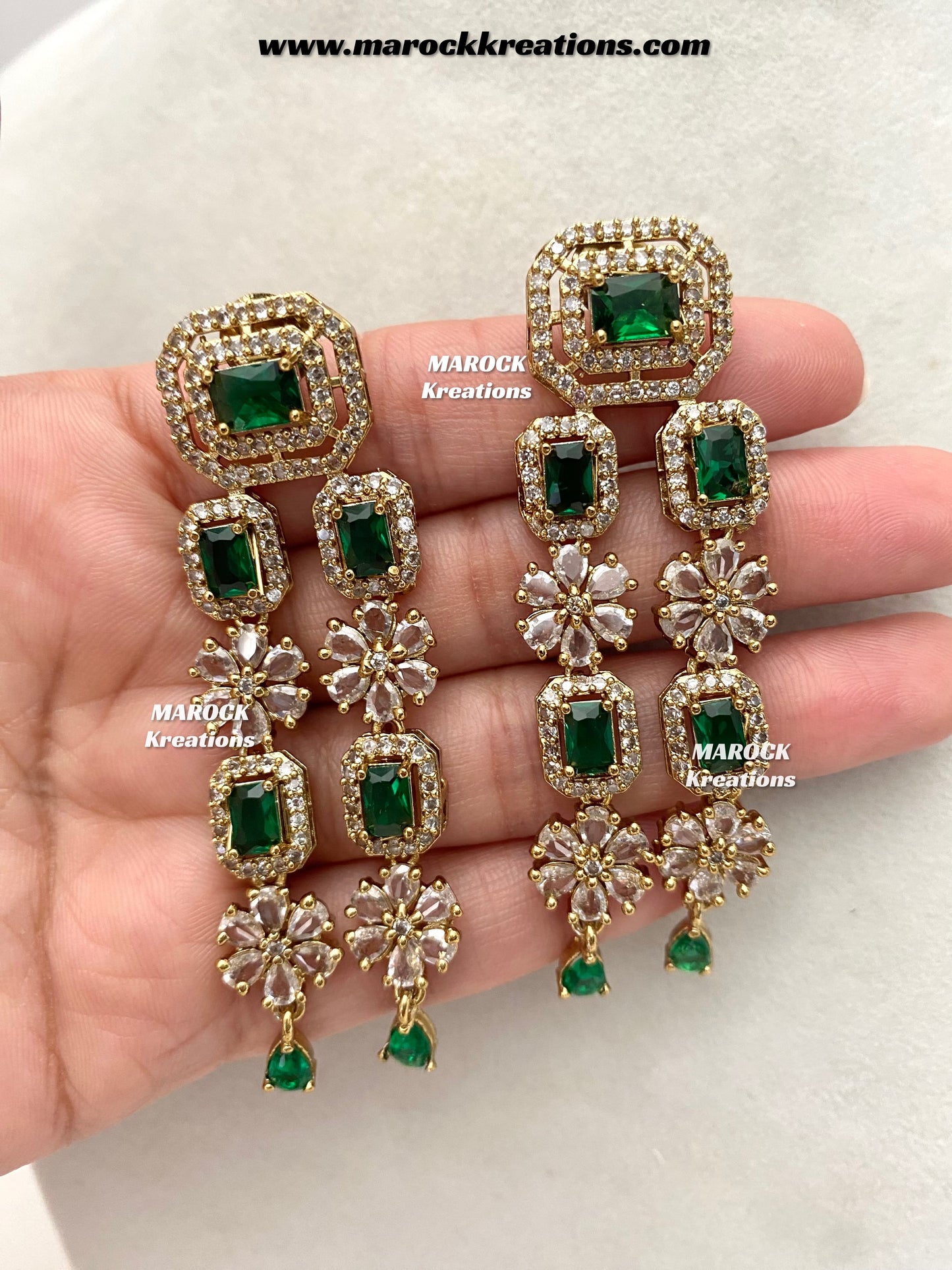 Arvin Antique Gold American Diamond triple layer Statement Necklace set