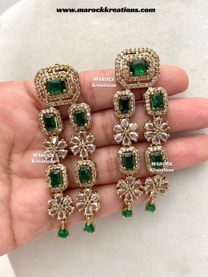 Arvin Antique Gold American Diamond triple layer Statement Necklace set