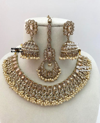 Antique Gold Polki Necklace set