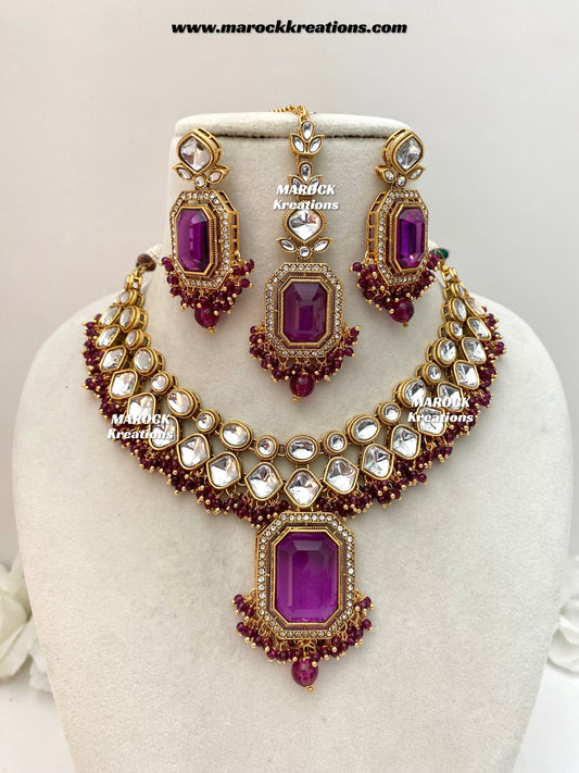 Shabnam Premium Quality Kundan Statement Necklace set