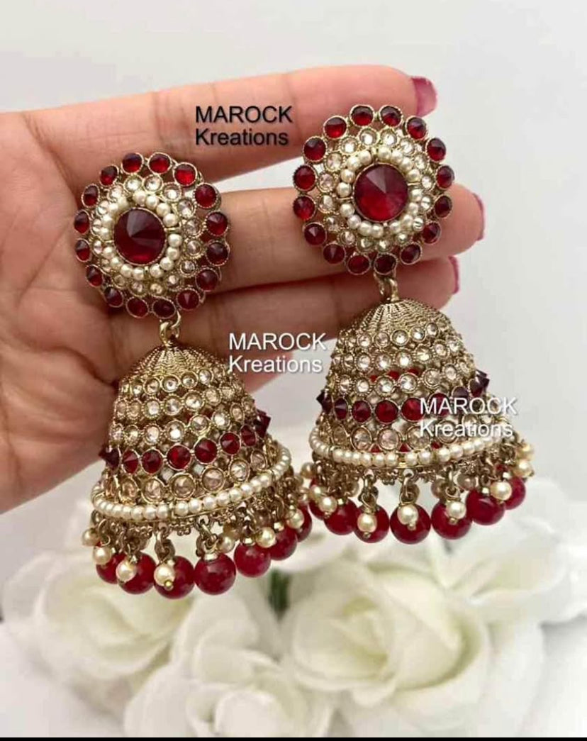 Antique Gold Polki oversized Jhumki Earrings