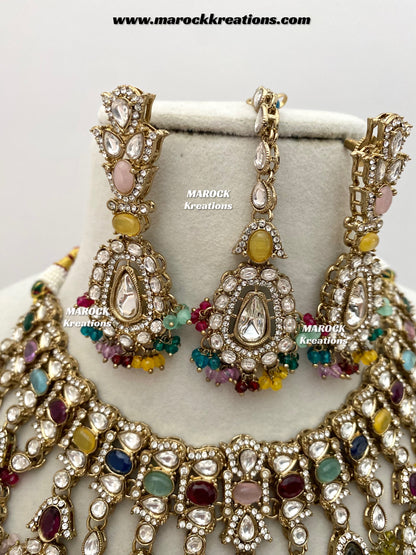 Sareena Kundan choker cum statement Necklace set