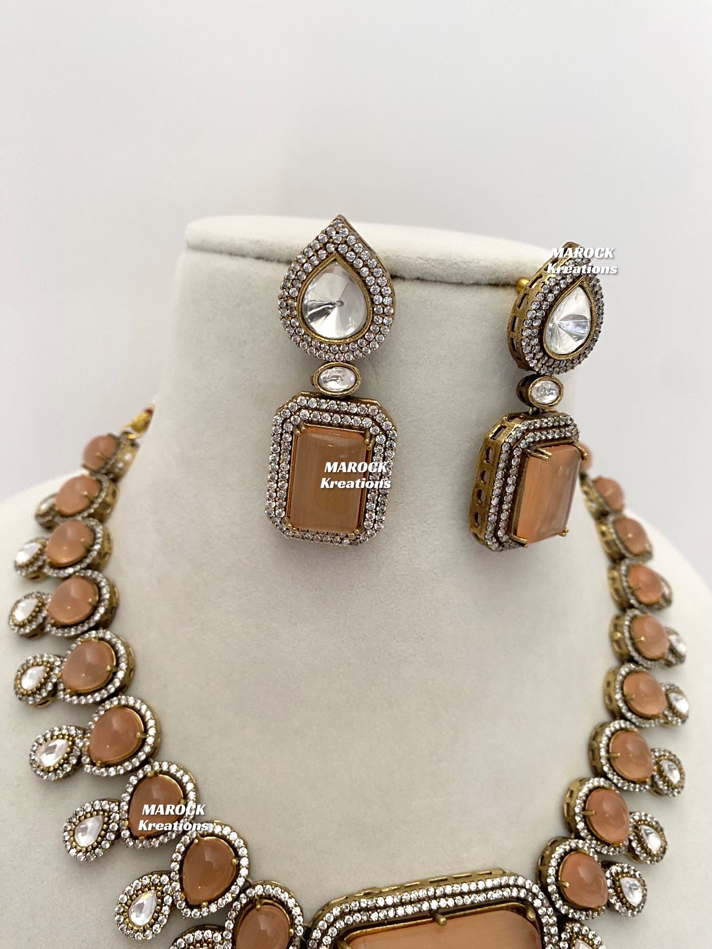 Farzana Moissanite Kundan Victorian exclusive Necklace set