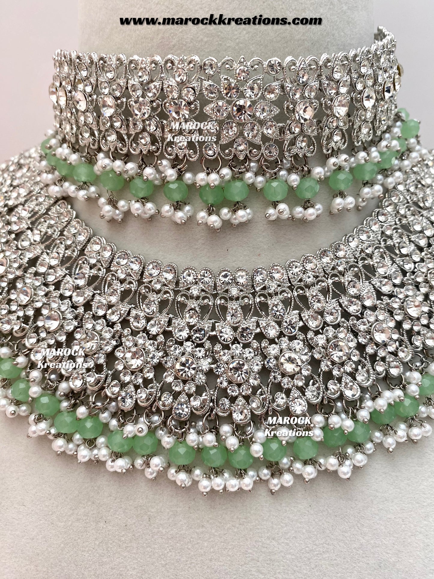 Sarwat Premium Quality Pakistani Silver Mint Bridal set/bridal jewelry