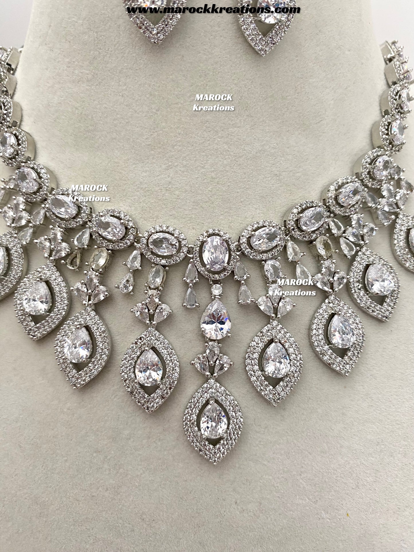 Samiha Silver American Diamond Necklace set