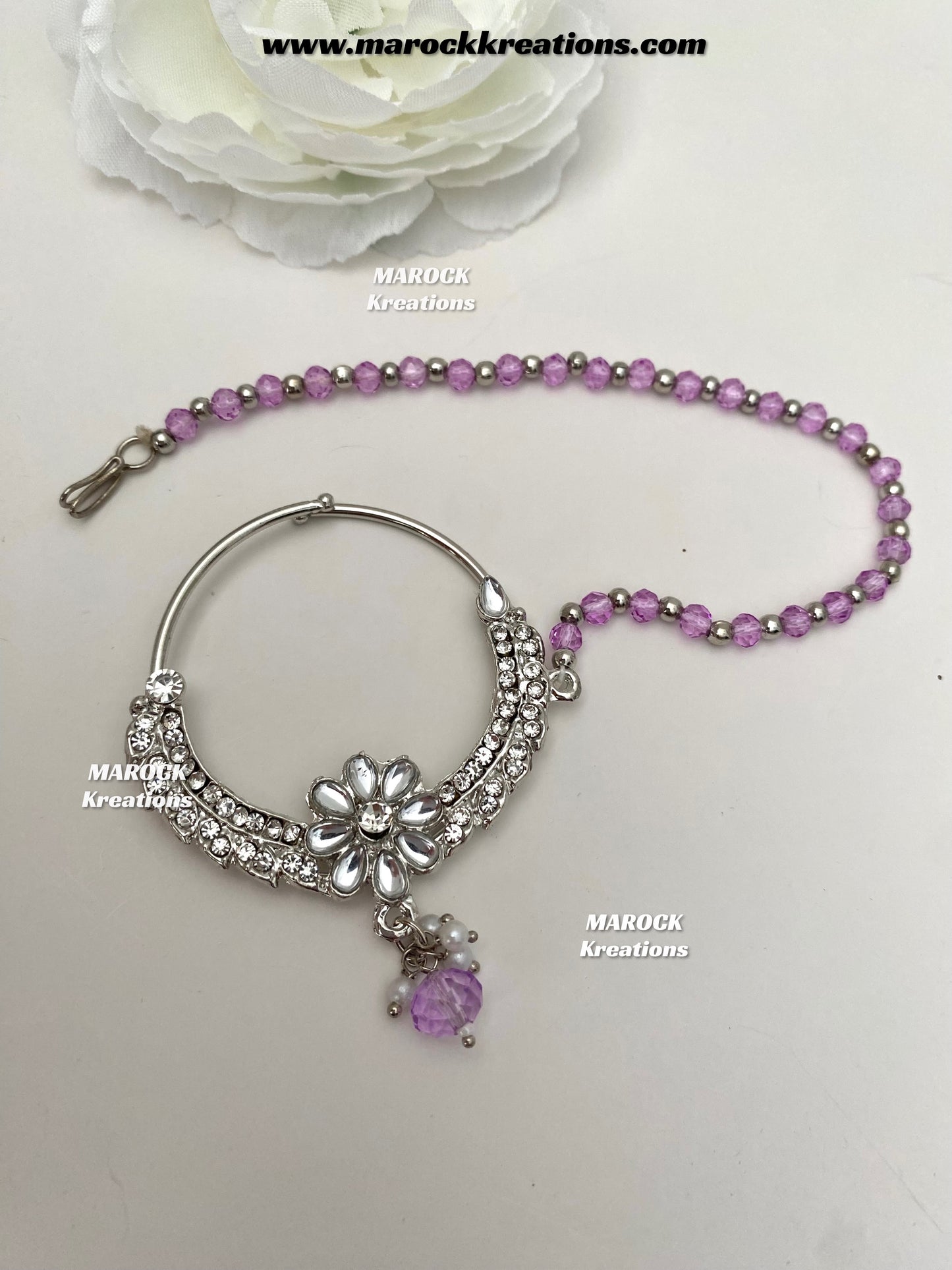 Sarwat Premium Quality Pakistani Silver Lavender Bridal set/bridal jewelry