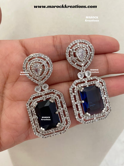 Fariha Silver American Diamond Necklace set