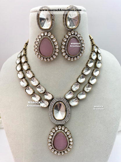 Premium Quality uncut Kundan Moissanite Necklace set