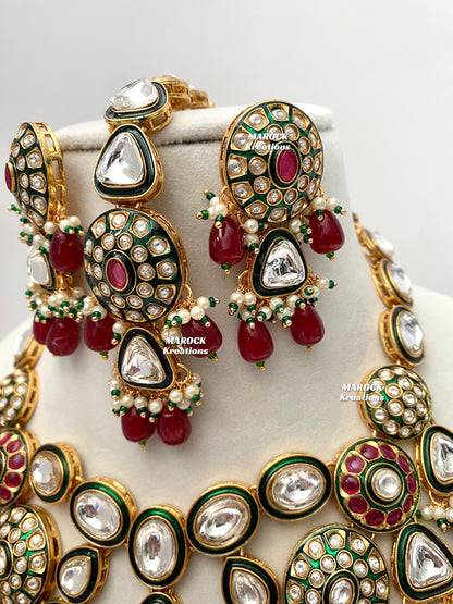 Amisha Premium Quality Kundan Meenakari Statement Necklace set