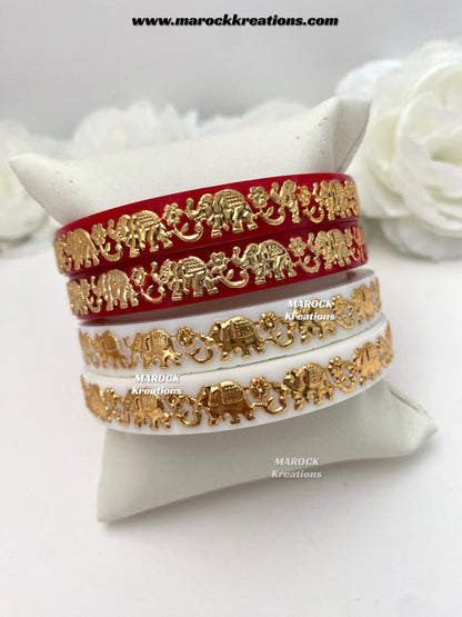 Bridal Elephant crafted Choora Bangles/ Fillers (Set of 2)