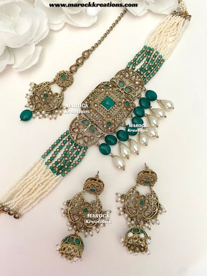 Naila Antique Gold Polki Choker set