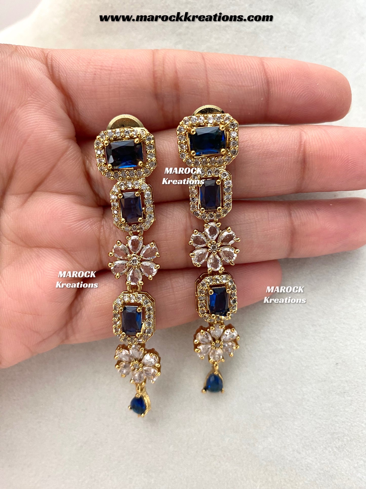 Sineka Antique Gold American Diamond double layer Statement Necklace set