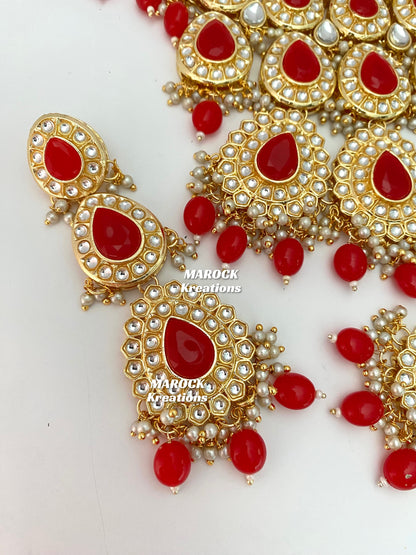 Premium Quality Thappa Kundan Necklace set/Bridal set