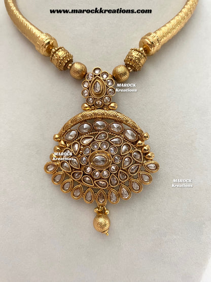 Sama Gold plated exclusive Polki hasli Necklace set