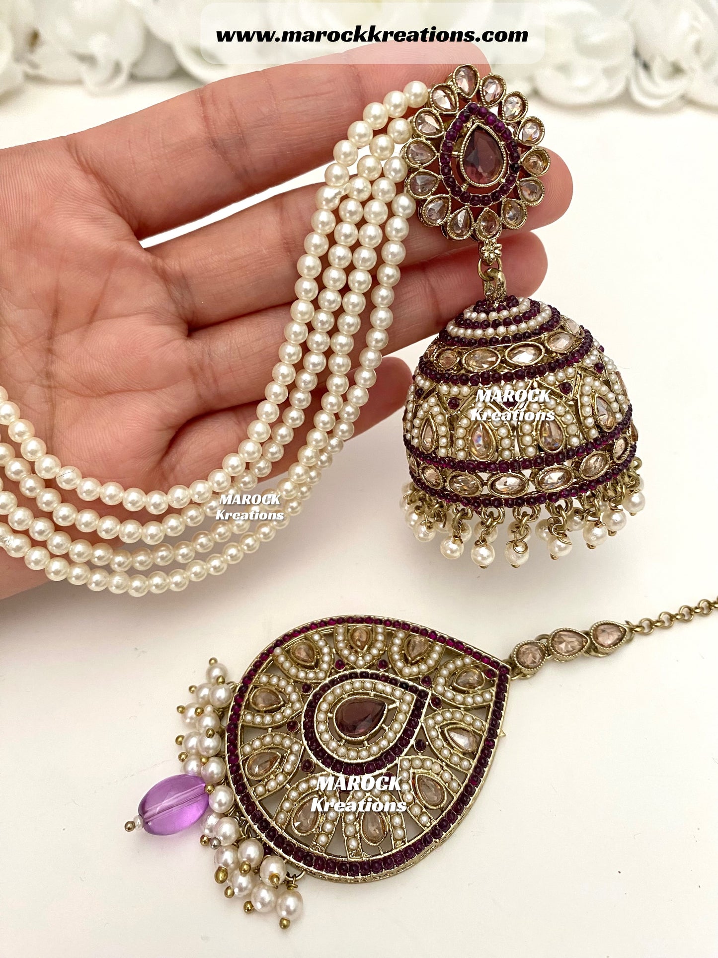 Sabiha Pakistani oversized Bahubali  Jhumki Earrings and tikka set