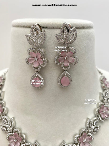 Sibani Silver American Diamond Necklace set
