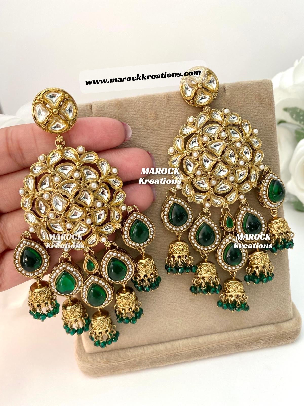 Bollywood style premium quality Kundan Statement Earrings