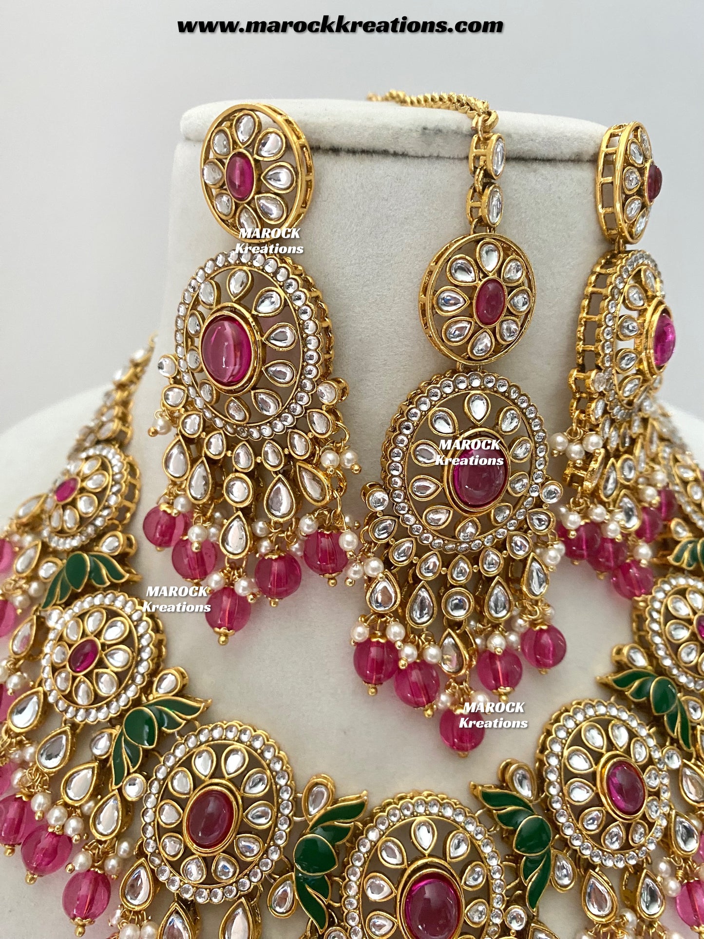 Iqra Premium Quality Kundan Meenakari Statement Necklace set