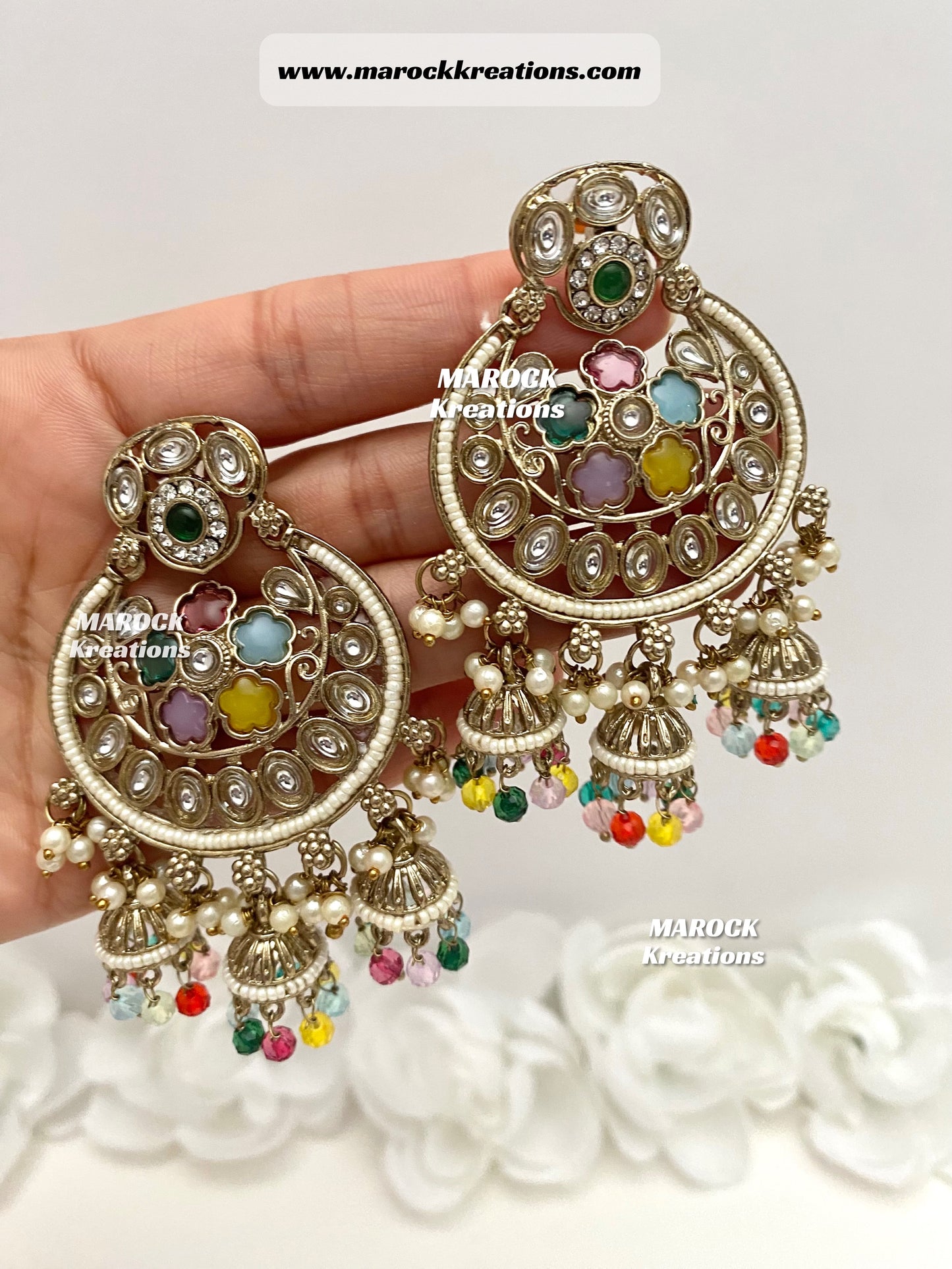 Bollywood style Kundan Statement Earrings