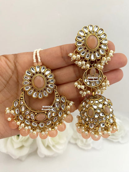 Premium Quality Kundan Jhumki Earrings and tikka sets