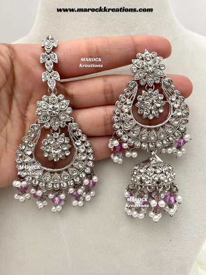 Sarwat Premium Quality Pakistani Silver Lavender Bridal set/bridal jewelry