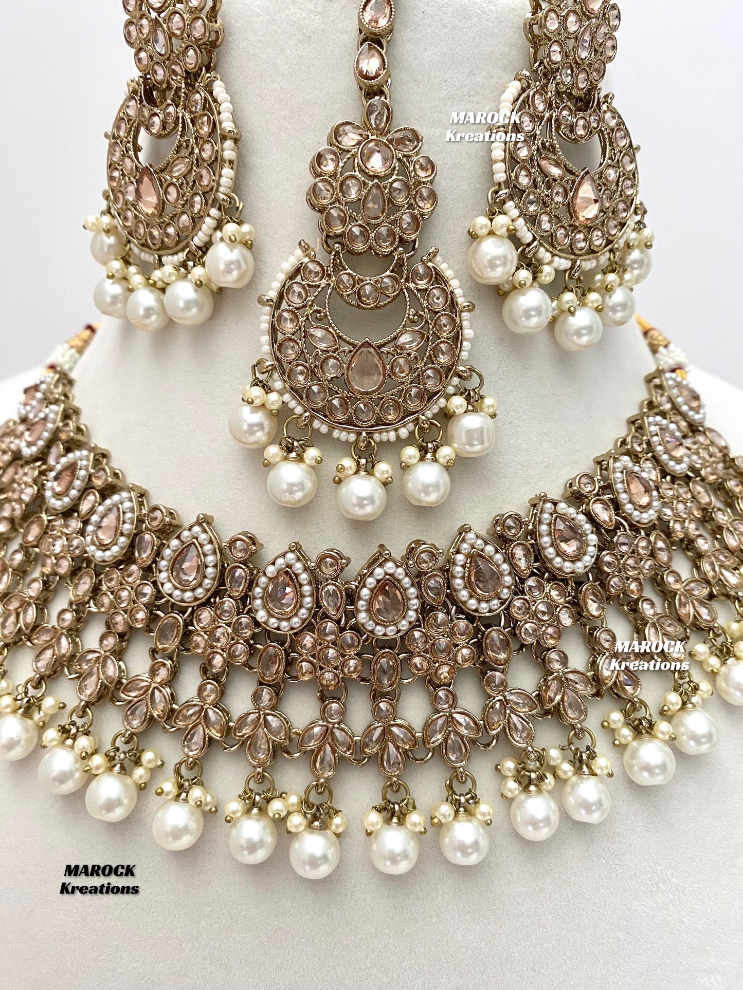 Sadhna Antique Gold Polki Necklace set