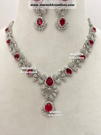 Fiza Silver base American Diamond Necklace set