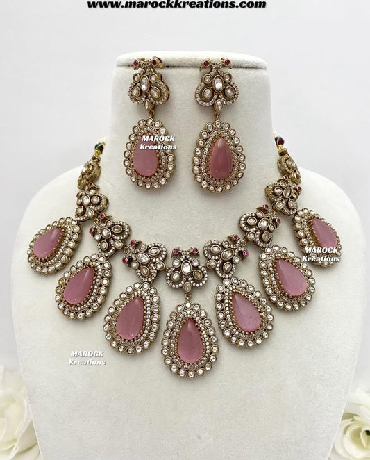 Roselina Sabyasachi inspired Premium Quality Moissanite Kundan Statement Necklace set