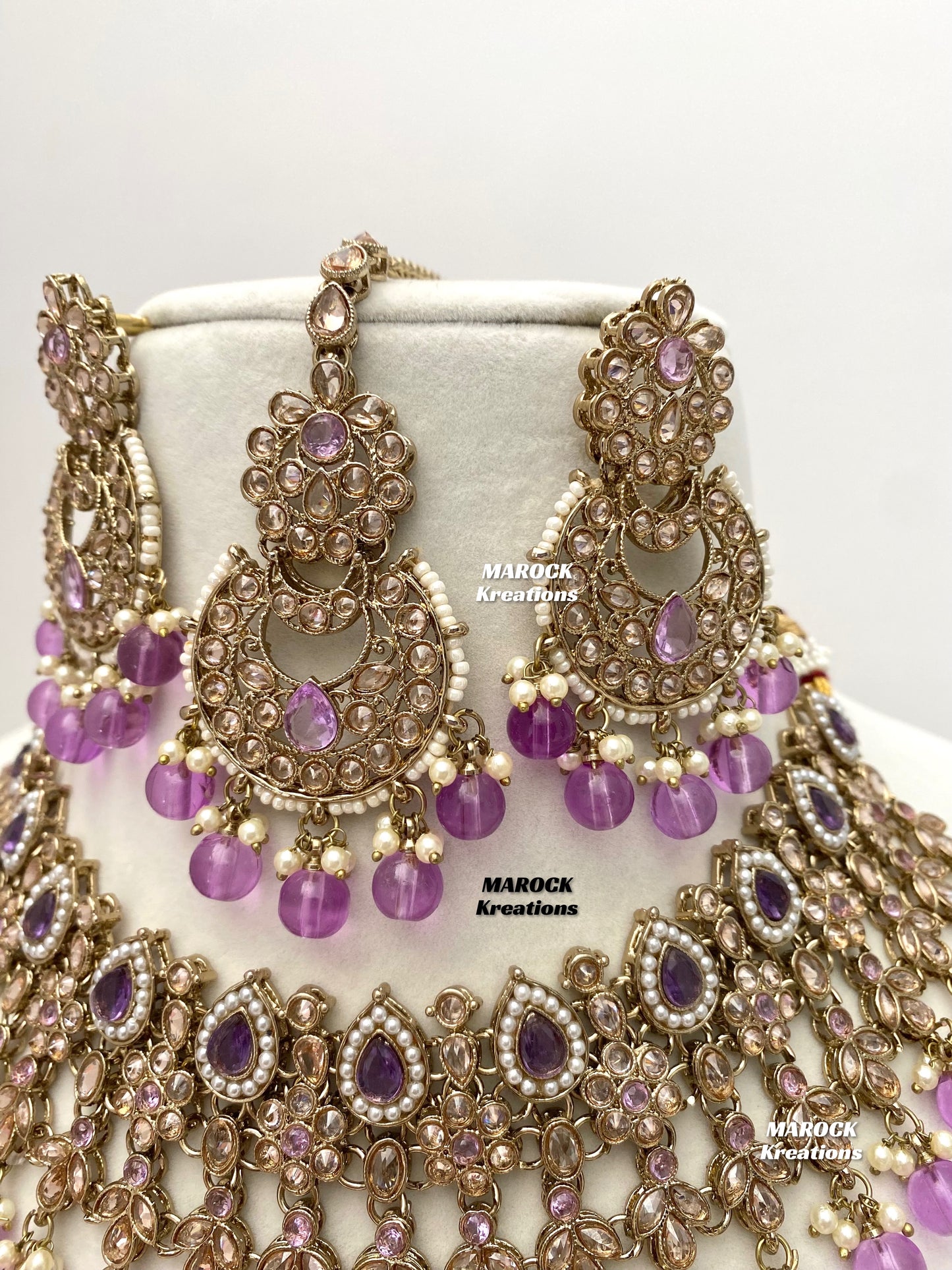 Sadhna Antique Gold Polki Necklace set