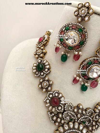 Luna Sabyasachi inspired Victorian Kundan Statement necklace set