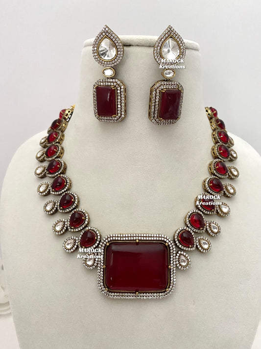 Farzana Moissanite Kundan Victorian exclusive Necklace set