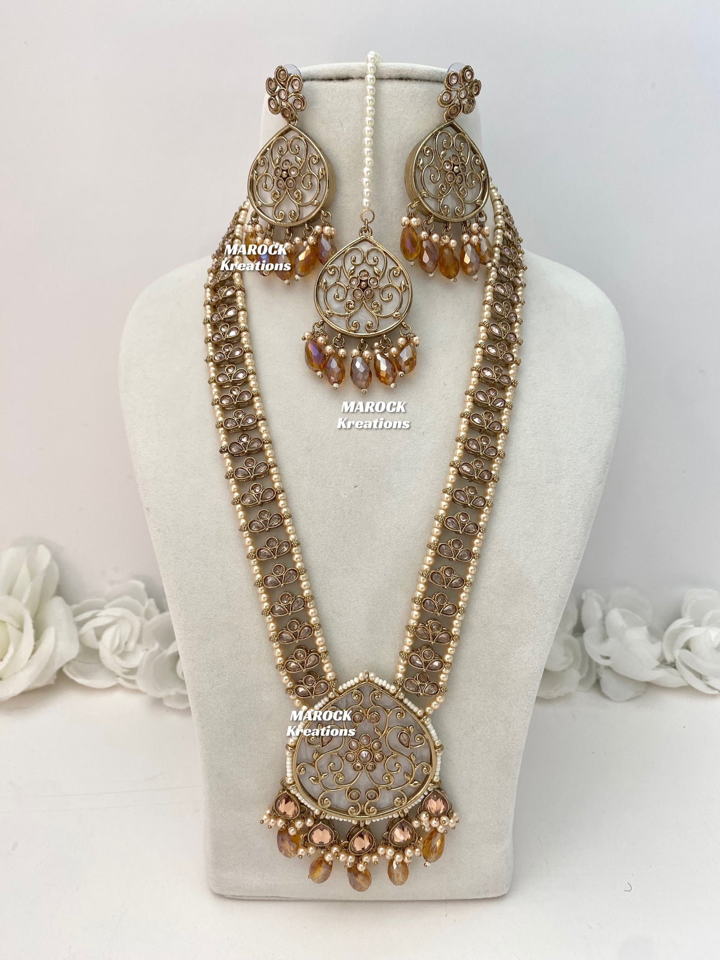 Monica Polki MOP Rani Haar/Long Necklace set