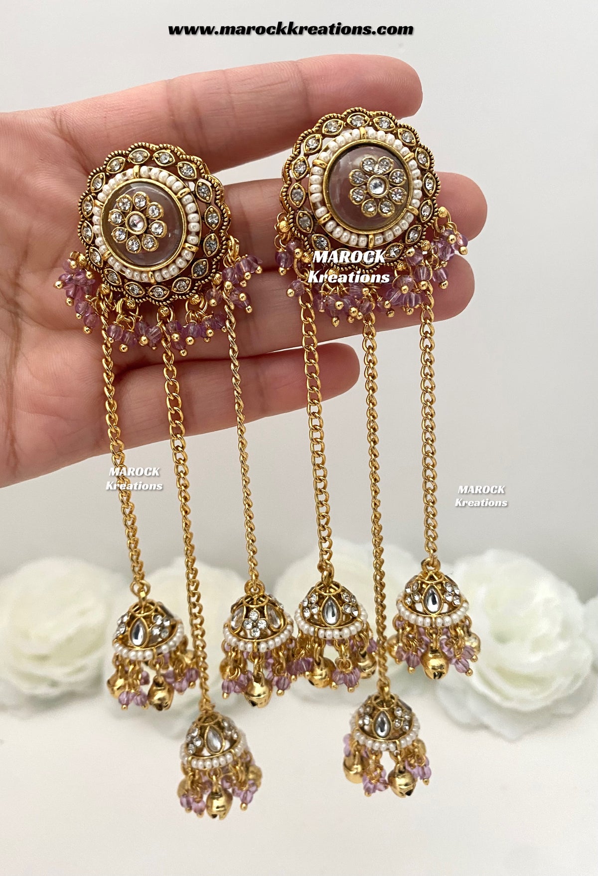 Nimrit Premium Quality Kashmiri Kundan Statement Earrings
