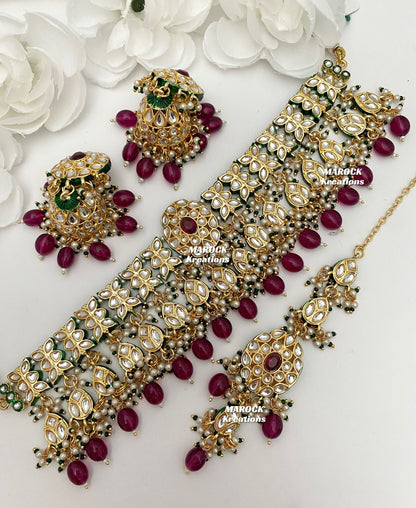 Premium Quality Thappa Kundan Statement Choker set