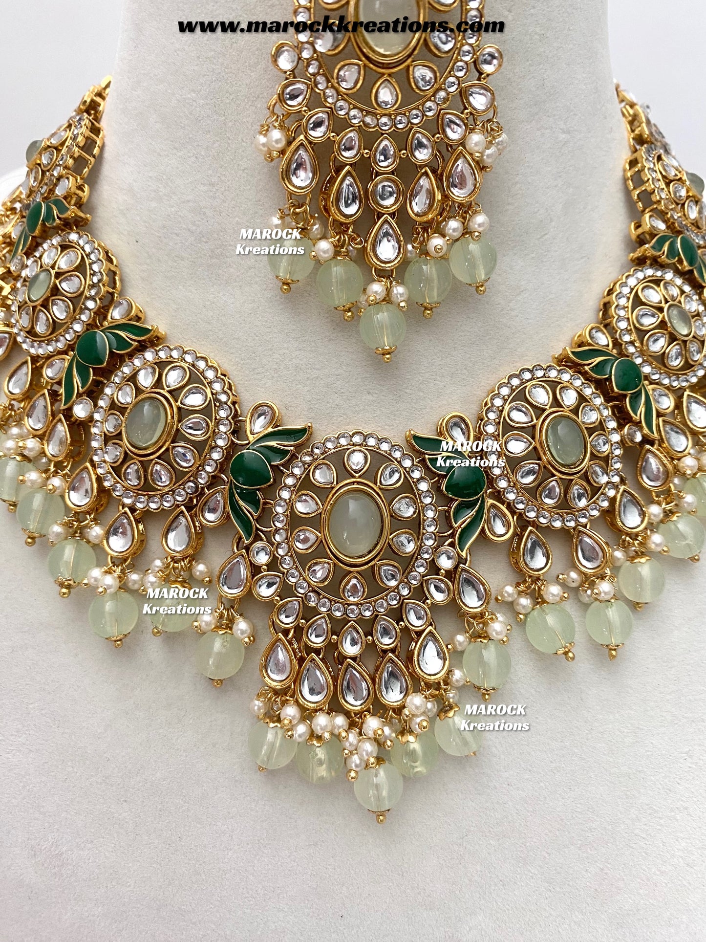 Iqra Premium Quality Kundan Meenakari Statement Necklace set