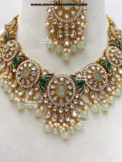 Iqra Premium Quality Kundan Meenakari Statement Necklace set