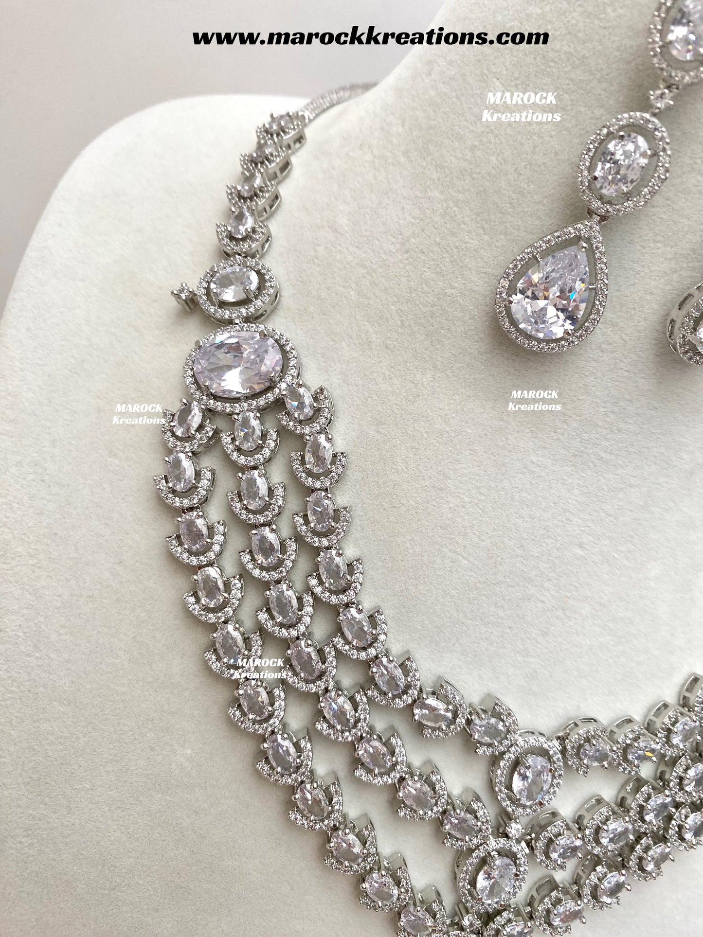 Gannat Silver American Diamond Necklace set