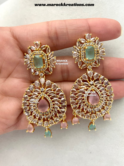 Farhat Golden American Diamond Necklace set