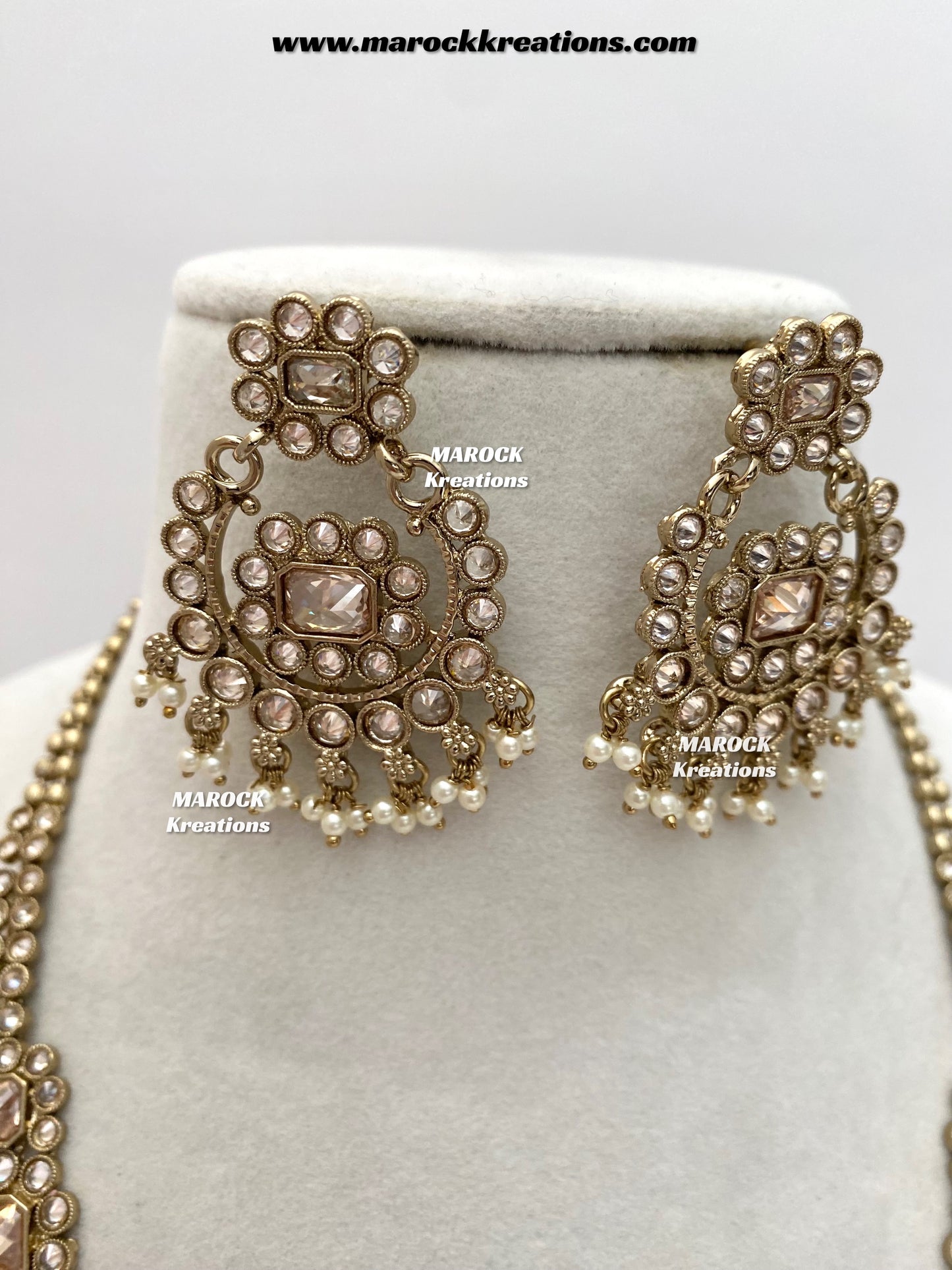 Meghan Premium Quality Polki triple layer Statement Rani haar set